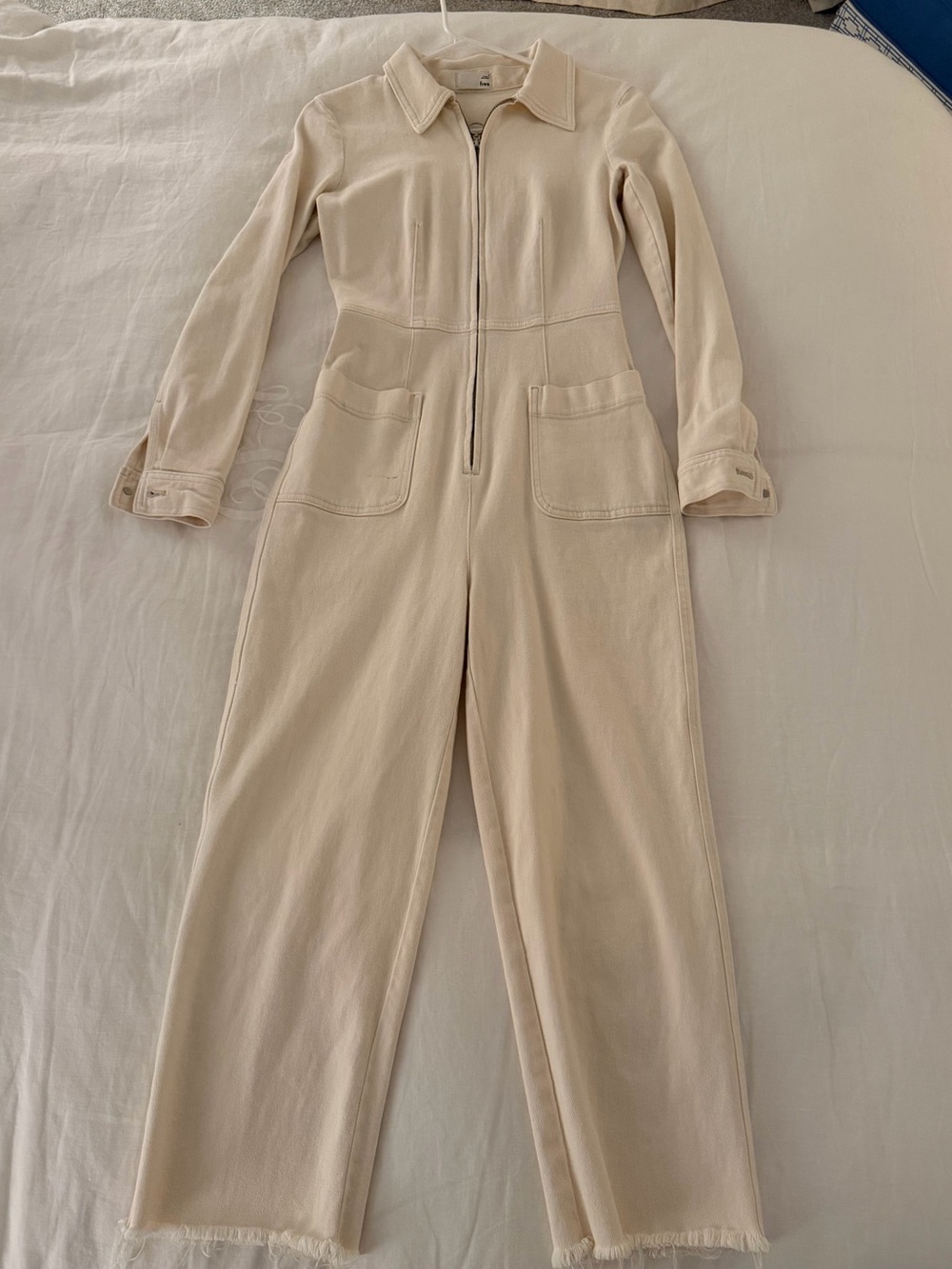 Wilfred Cream Zip-Front Long-Sleeve Jumpsuit